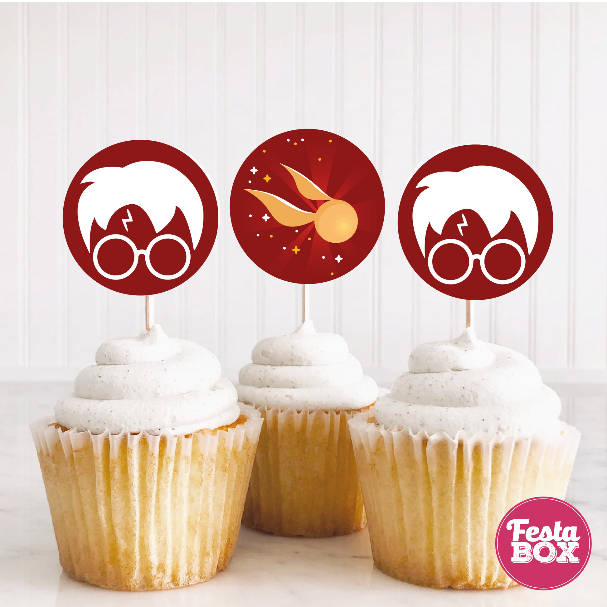 Cupcake Topper for Birthday Party - Harry Potter Theme (Set of 6) - Assorted