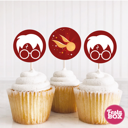 Cupcake Topper for Birthday Party - Harry Potter Theme (Set of 6) - Assorted