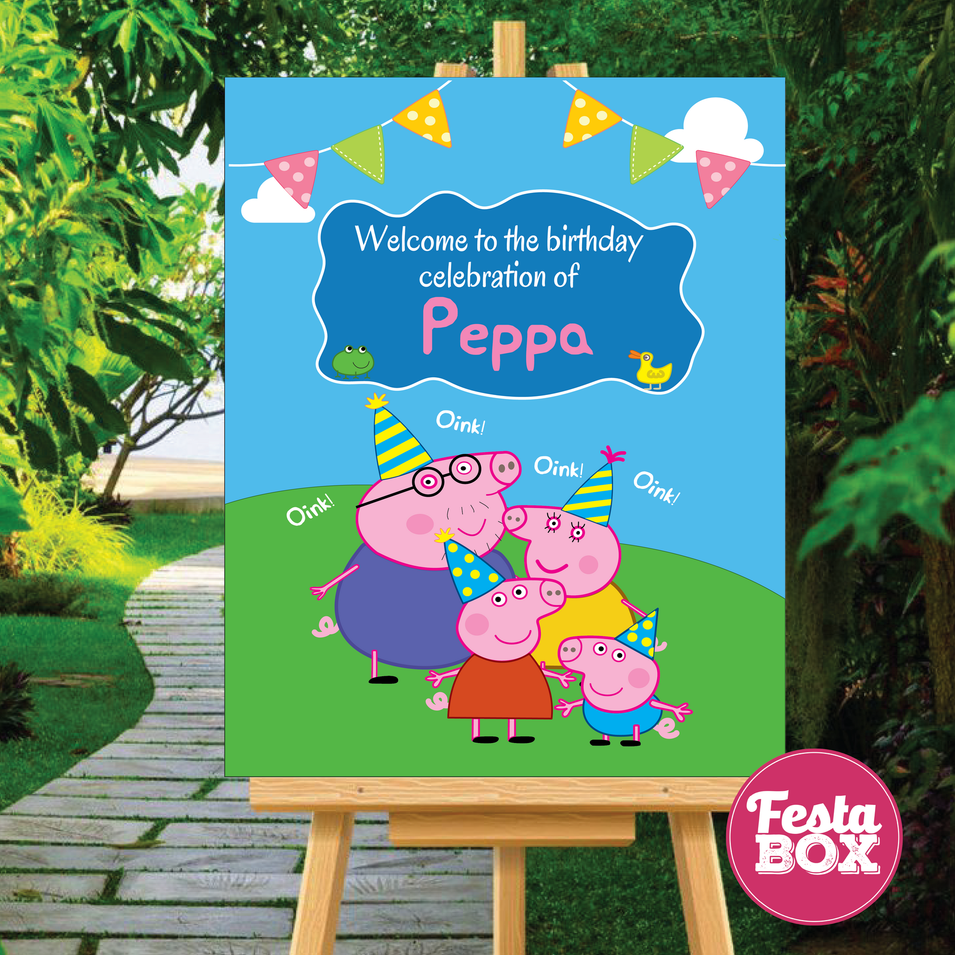 Welcome Sign for Birthday Party Decoration - Peppa Pig Theme