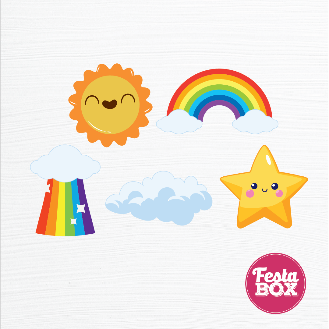 Birthday party cutouts - Rainbow Theme