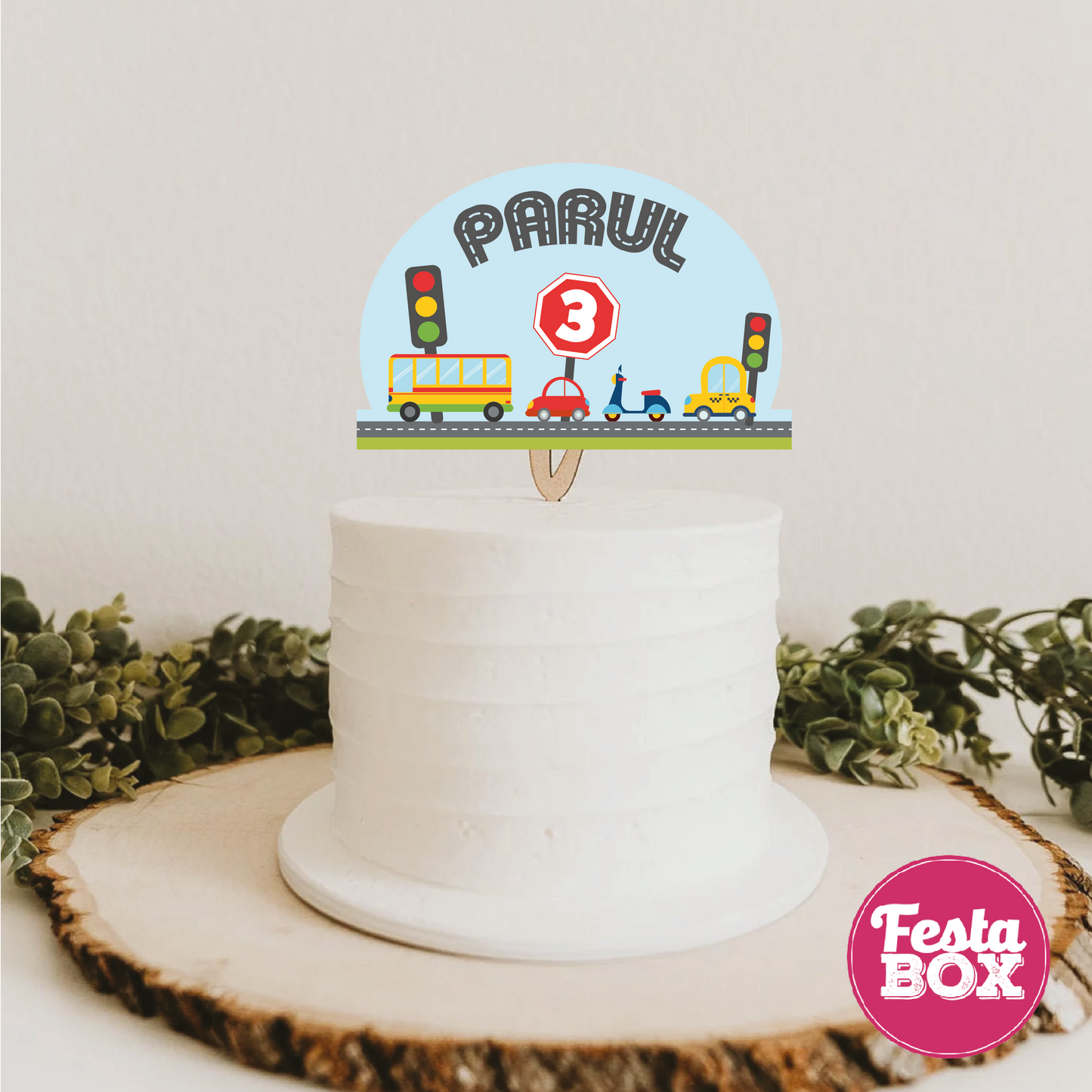 Cake Topper for Birthday Party Decoration - Transport Theme - Option 2