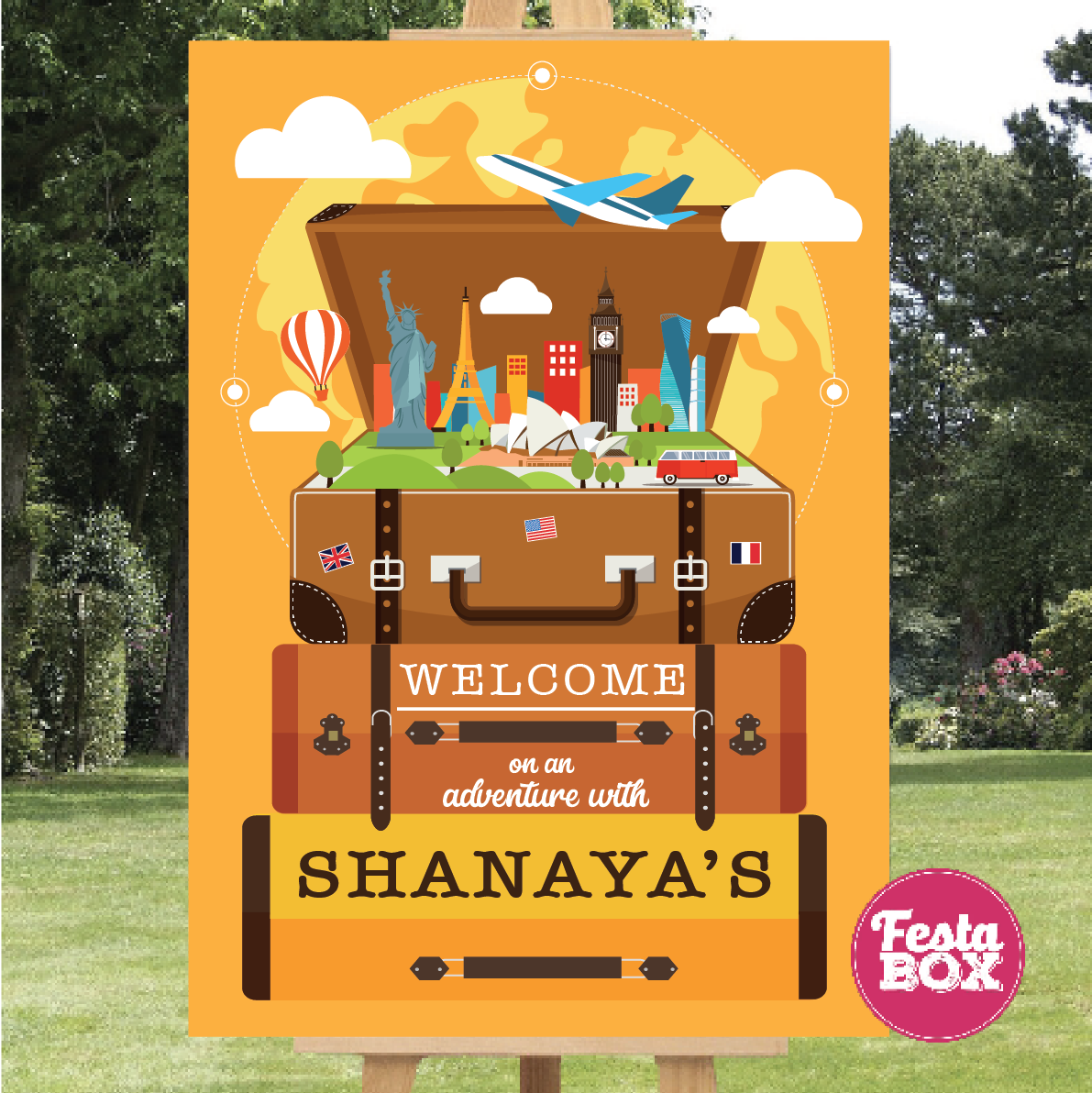 Welcome Sign for Birthday Party Decoration - Travel Theme