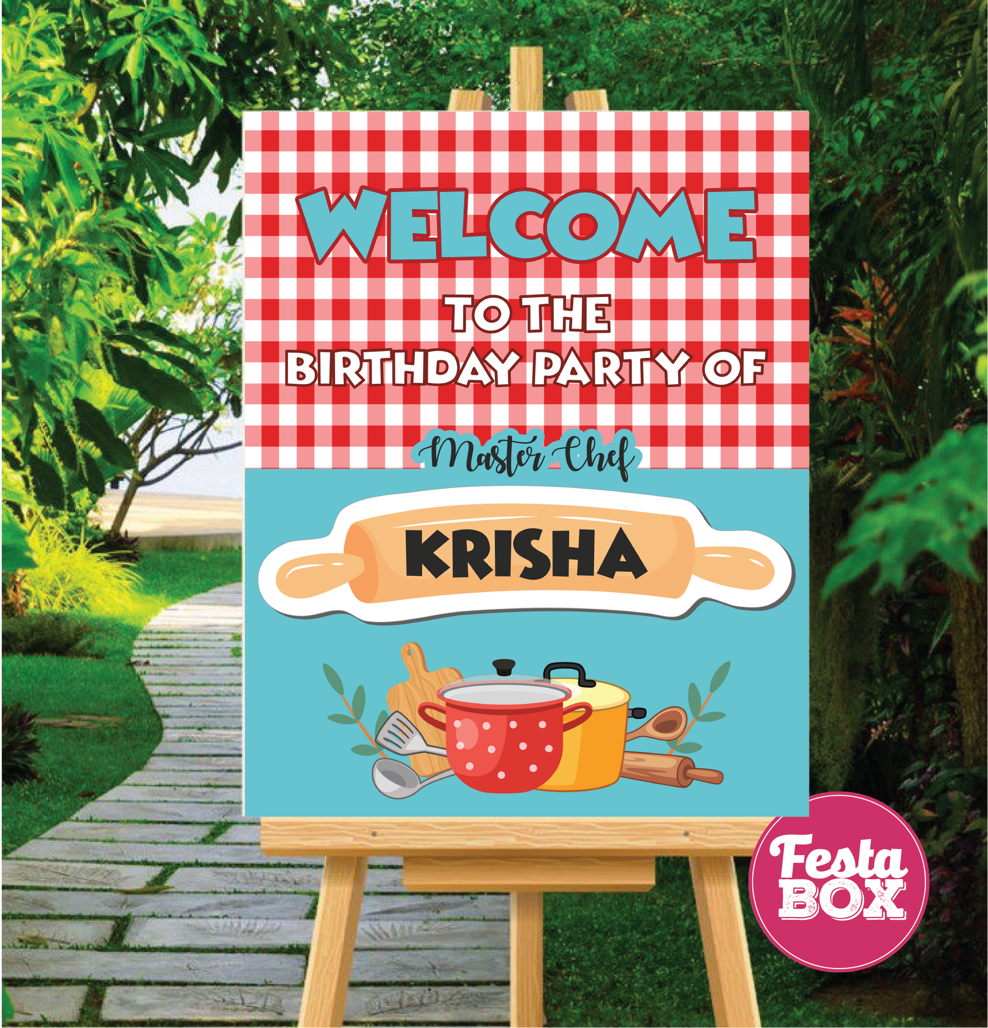 Welcome Sign for Birthday Party Decoration - Chef Theme