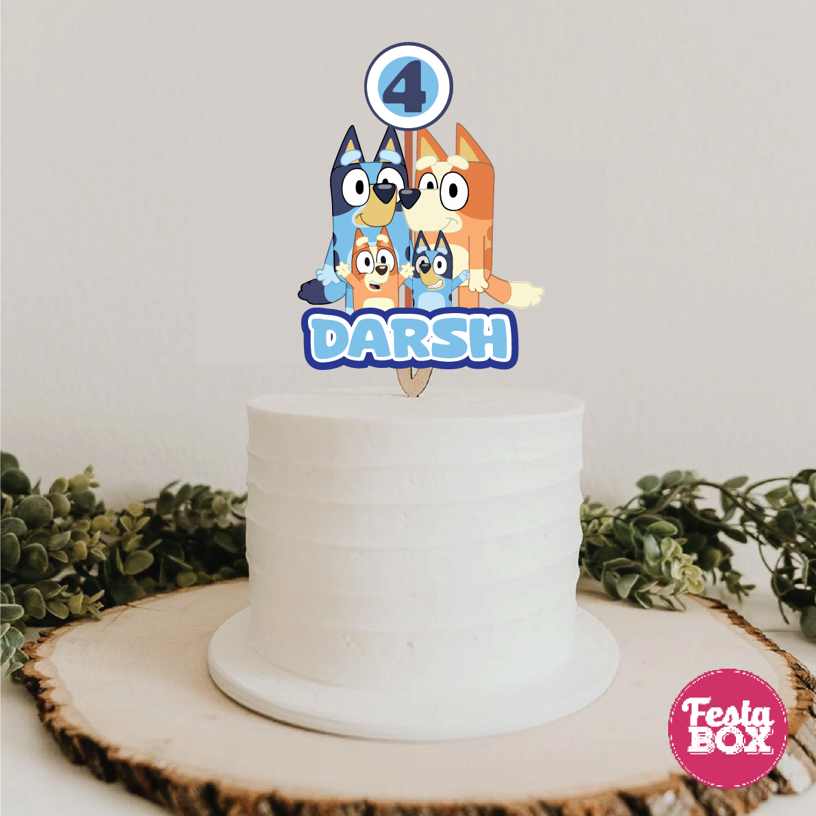 Cake Topper for Birthday Party Decoration - Bluey Theme - Option 2