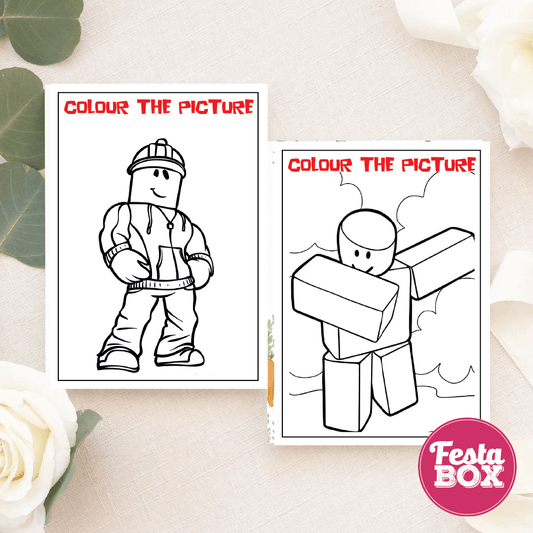 Birthday Activities Game - Colouring Sheets - Roblox Theme