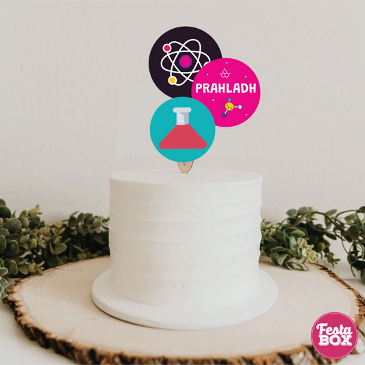 Cake Topper for Birthday Party Decoration - Science  Theme - Option 2