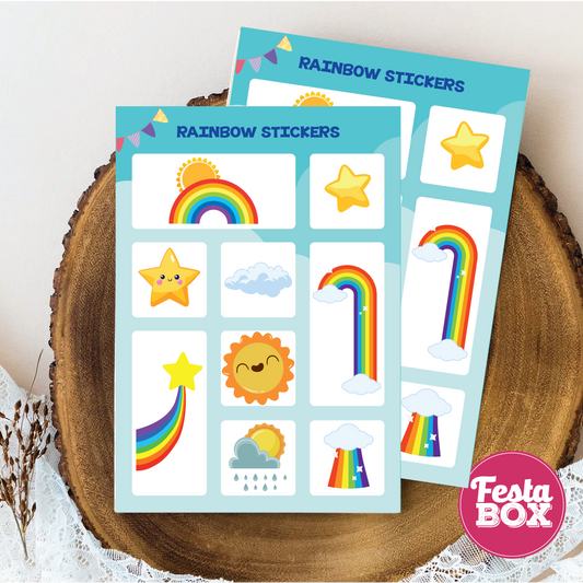 Birthday Game - Sticker Sheets - Rainbow Theme (Set of 6)