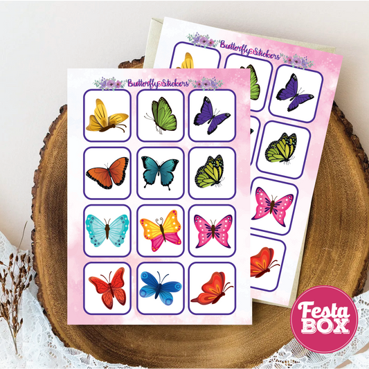 Birthday Game - Sticker Sheets - Butterfly Theme (Set of 6)