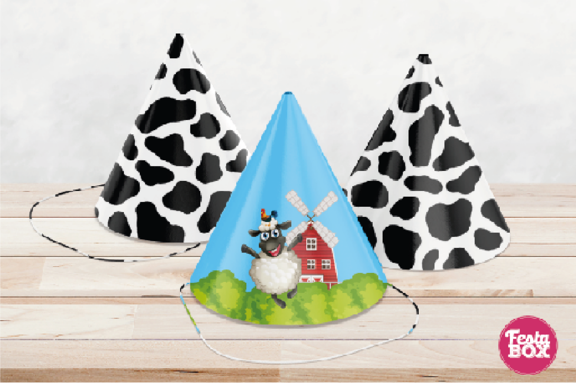 Birthday Celebration Caps - Farm Animal Theme (Set of 6) - Assorted