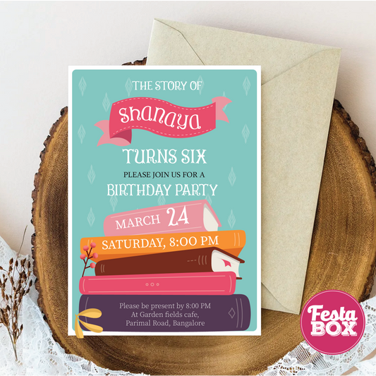 Birthday Party Invitation - Book Theme (Set of 6) - Option 2