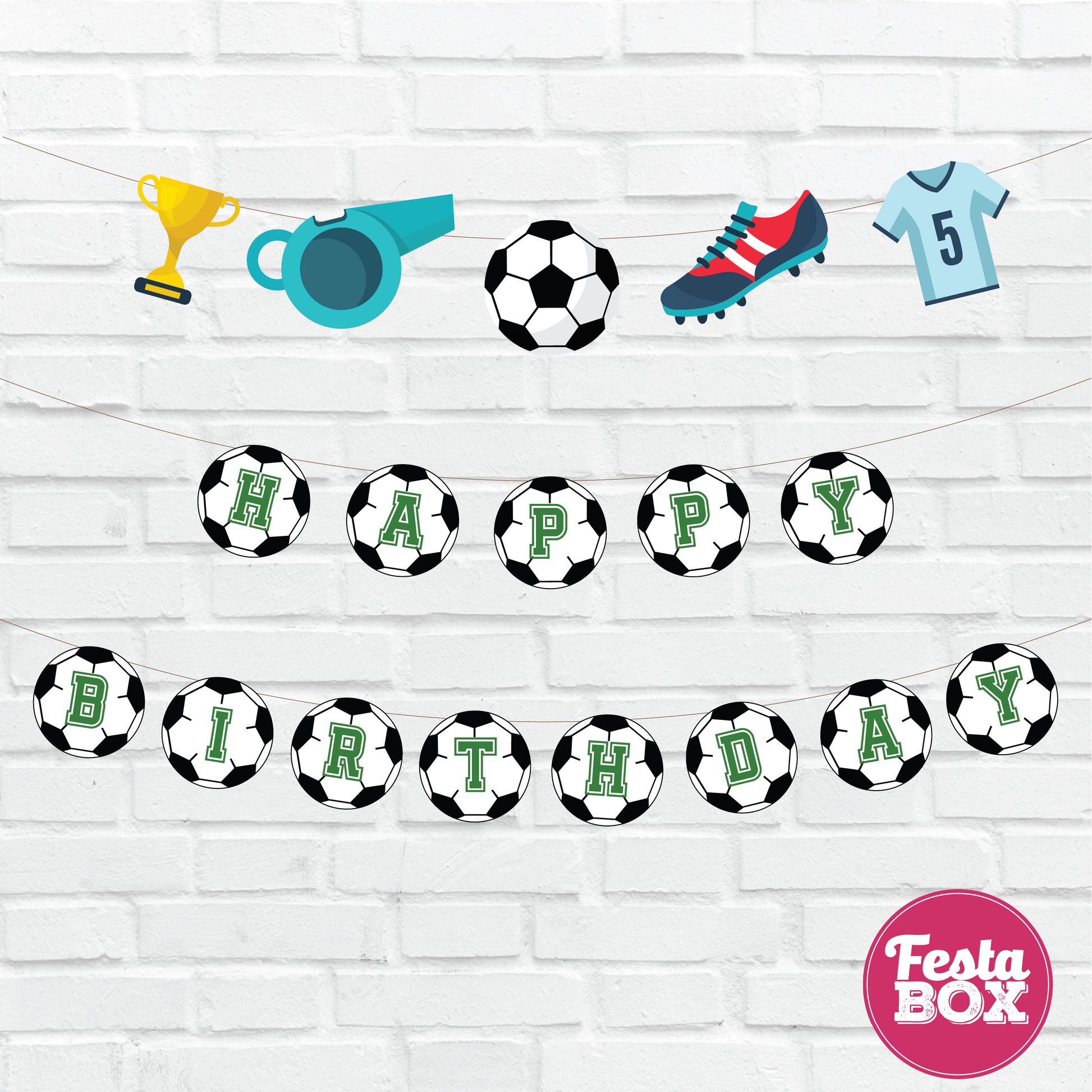 Background Banner for Birthday Party Decoration - Football Theme Option 1