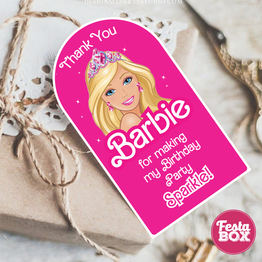 Gift Tags for Birthday Party Decoration - Barbie Theme (Set of 6) - Option 1