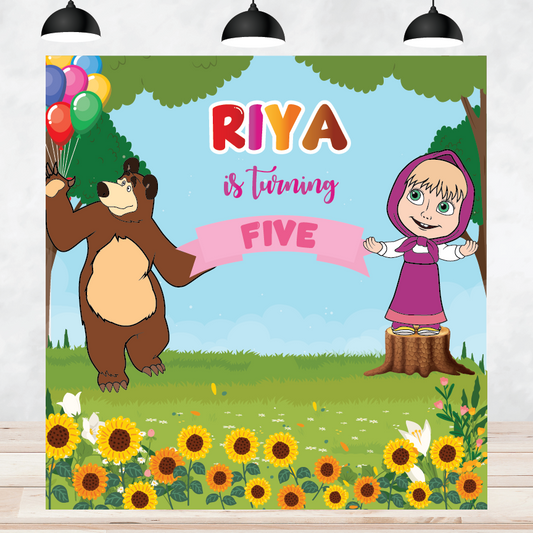 Masha and Bear theme birthday Backdrop