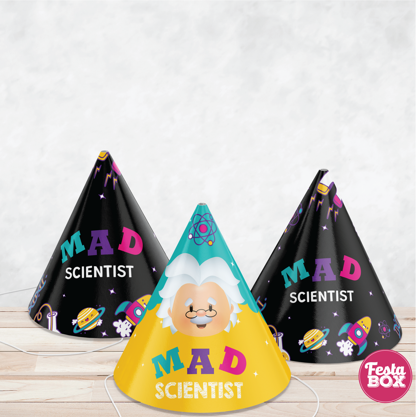 Birthday Celebration Caps -  Science Theme (Set of 6) - Assorted