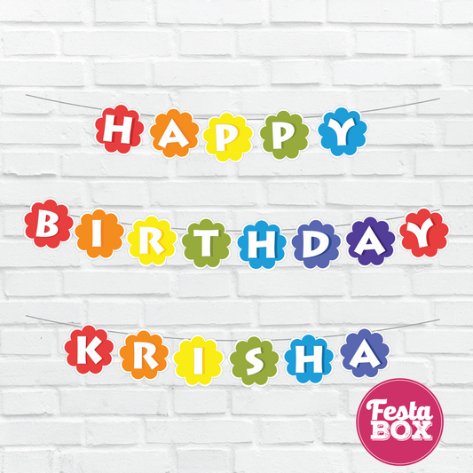 Happy birthday banner with name - Rainbow Theme Option 2