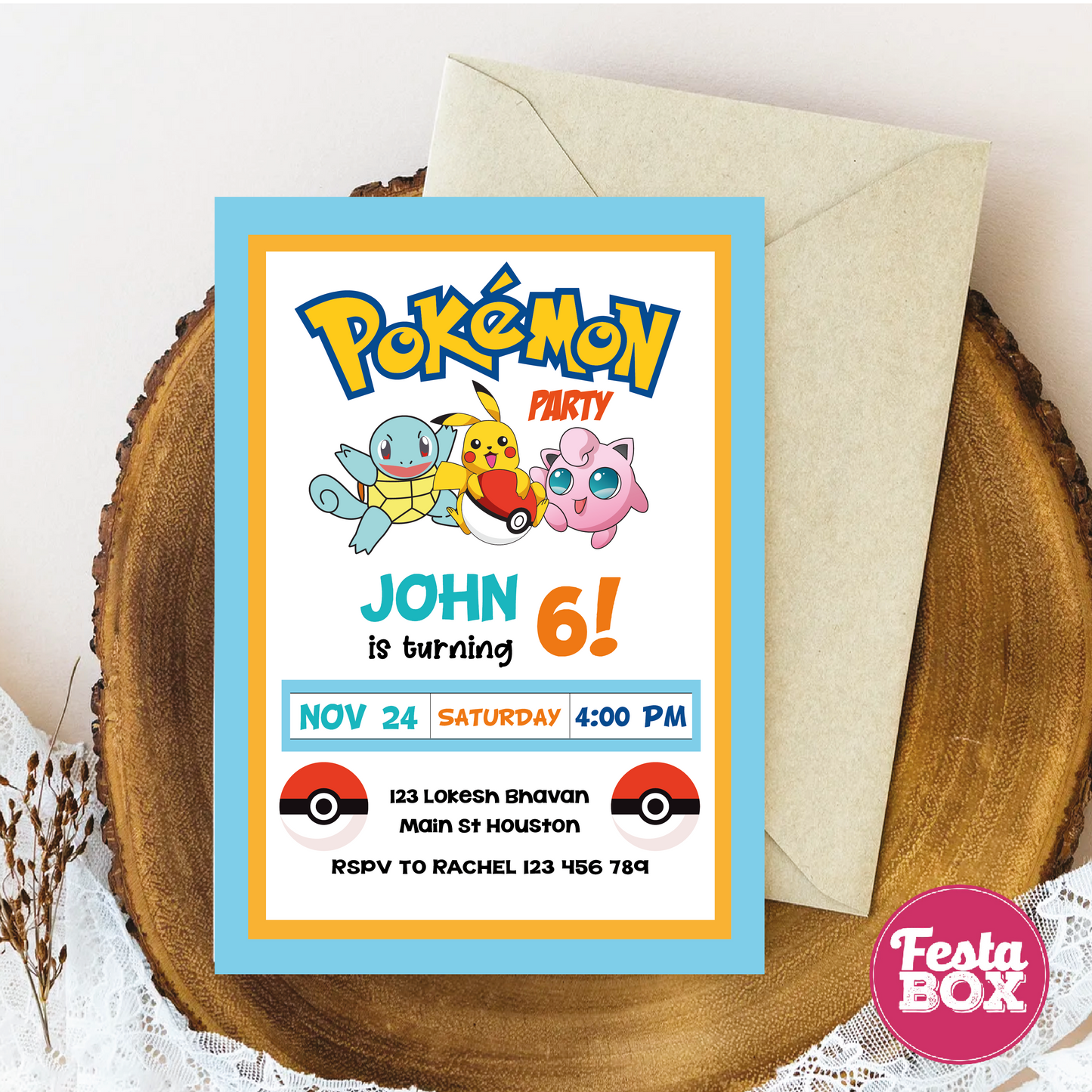 e-Invite for Birthday Party - Pokemon Theme - Option 3