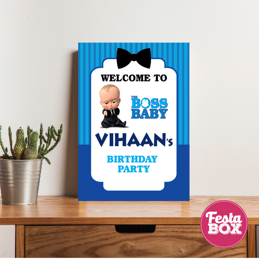 Welcome Sign for Birthday Party Decoration - Boss Baby Theme - Option 3