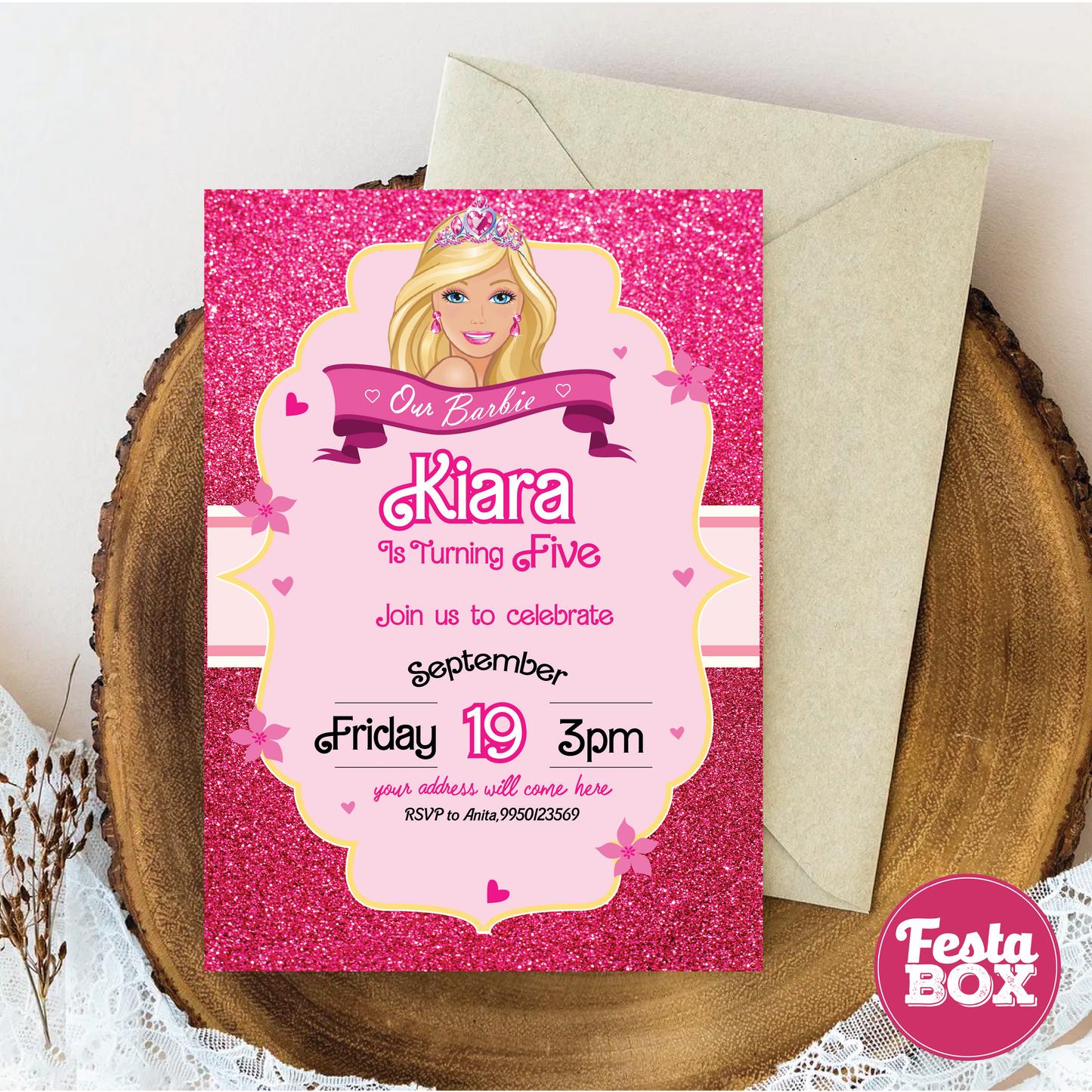 e-Invite for Birthday Party - Barbie Theme - Option 2