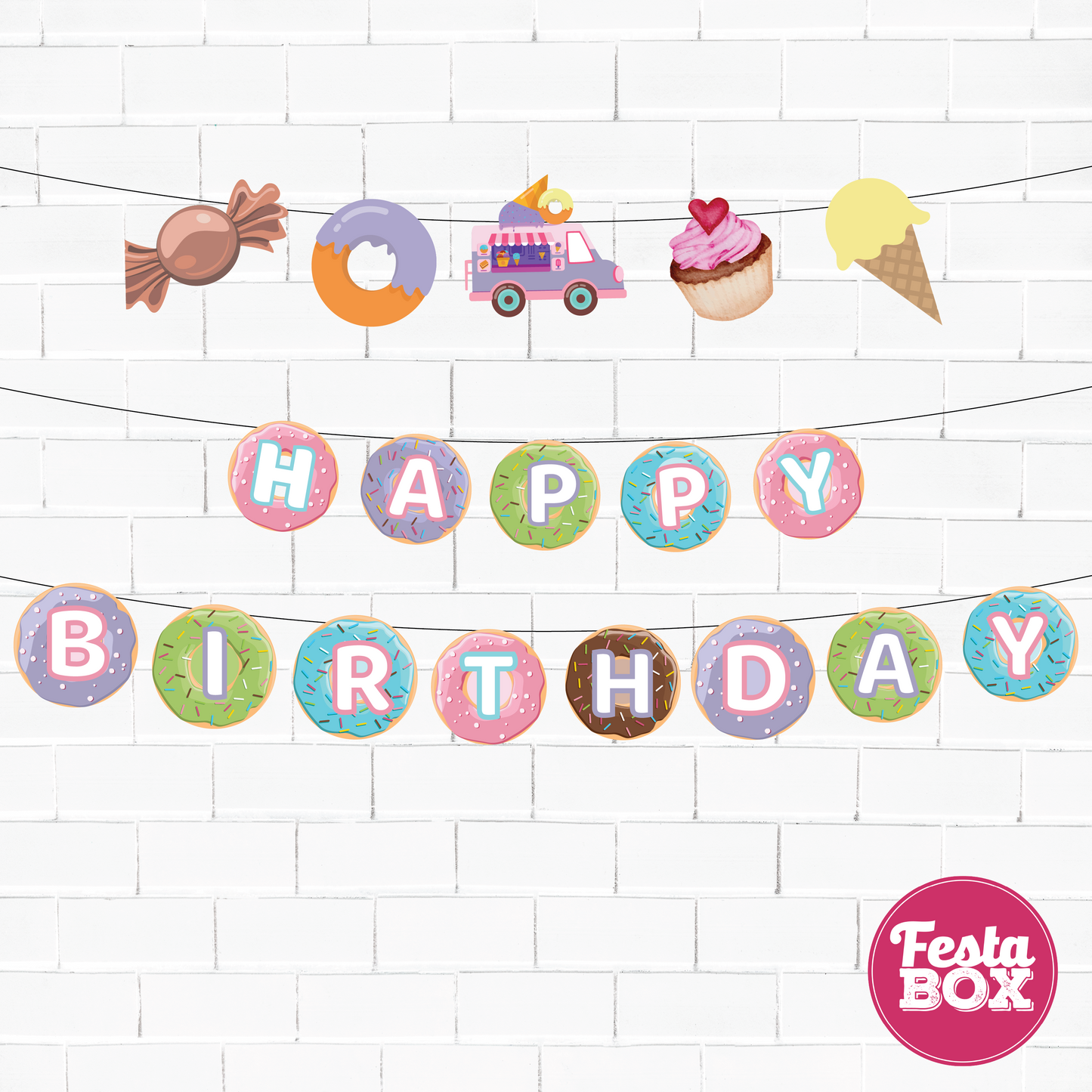 Background Banner for Birthday Party Decoration - Candyland Theme Option 1