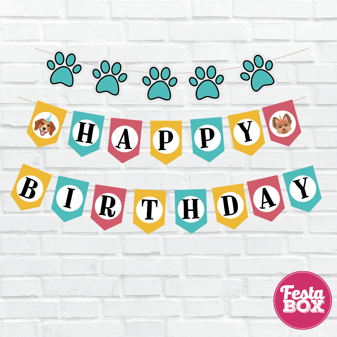 Background Banner for Birthday Party Decoration - Puppy Theme - Option 1