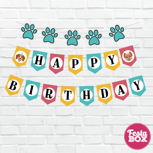 Background Banner for Birthday Party Decoration - Puppy Theme - Option 1