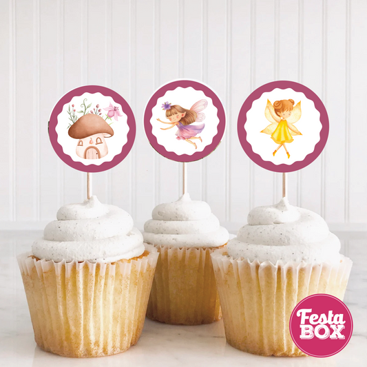 Cupcake Topper for Birthday Party - Fairy Theme (Set of 6) - Assorted