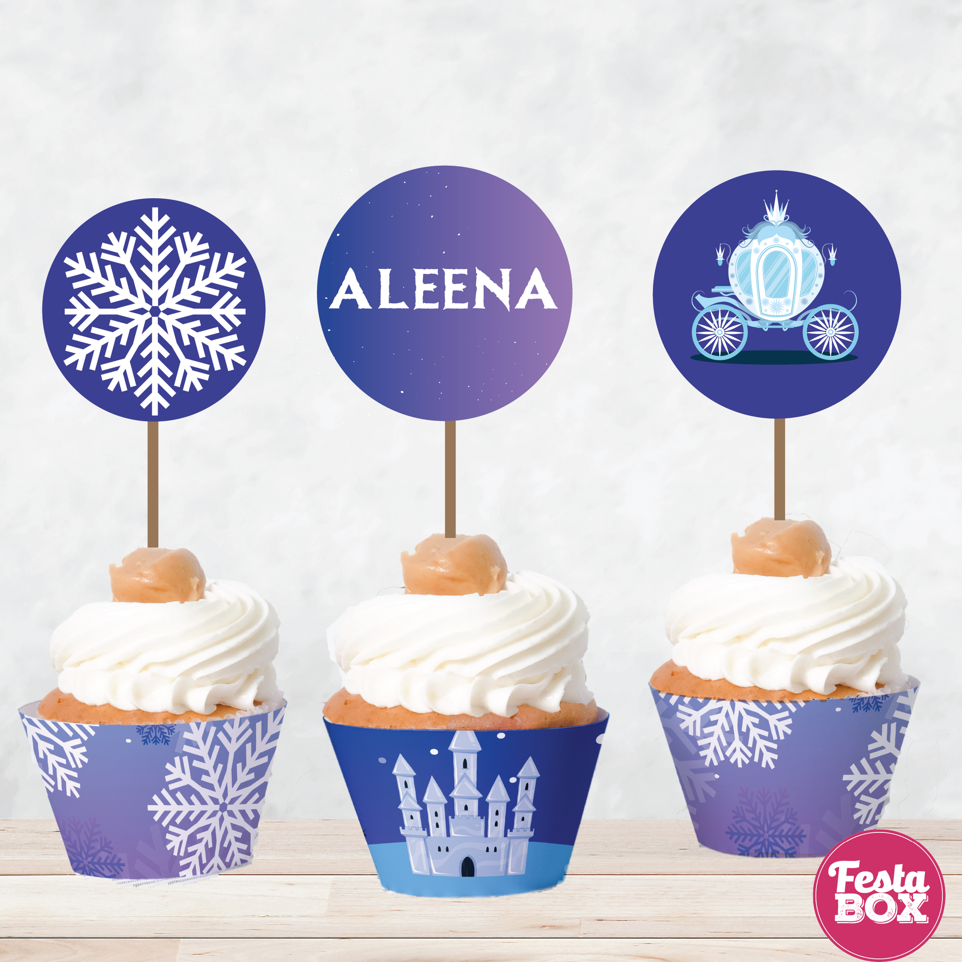 Cupcake Wrappers and toppers for Birthday Party Decoration - Frozen Theme (Set of 6) - Assorted