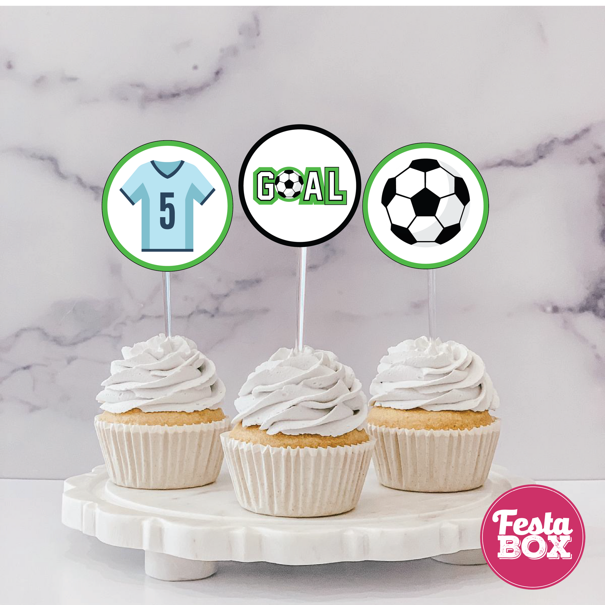 Cupcake Topper for Birthday Party - Football Theme (Set of 6) - Assorted