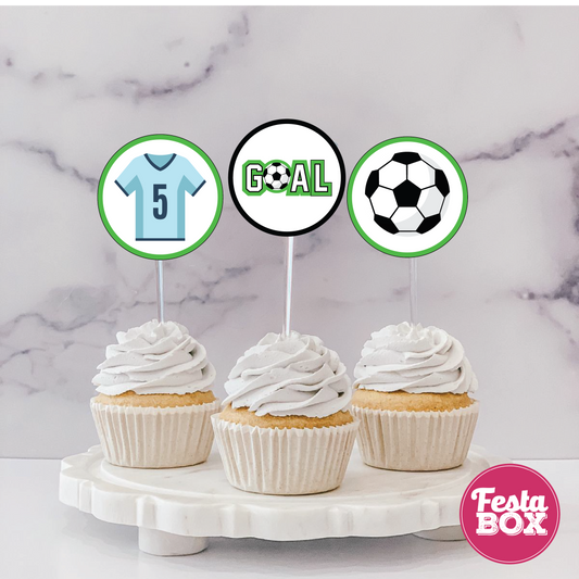 Cupcake Topper for Birthday Party - Football Theme (Set of 6) - Assorted