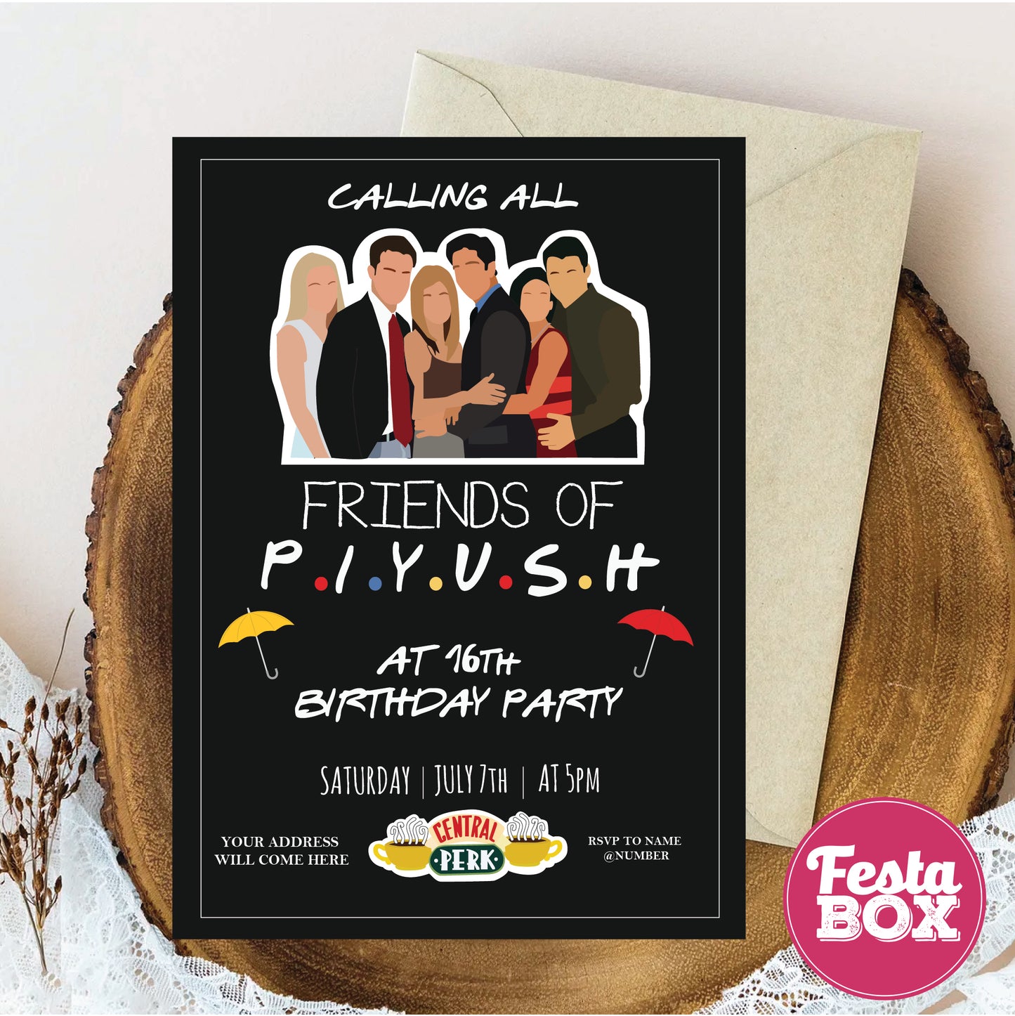 Birthday Party Invitation - Friends Theme (Set of 6) - Option 2