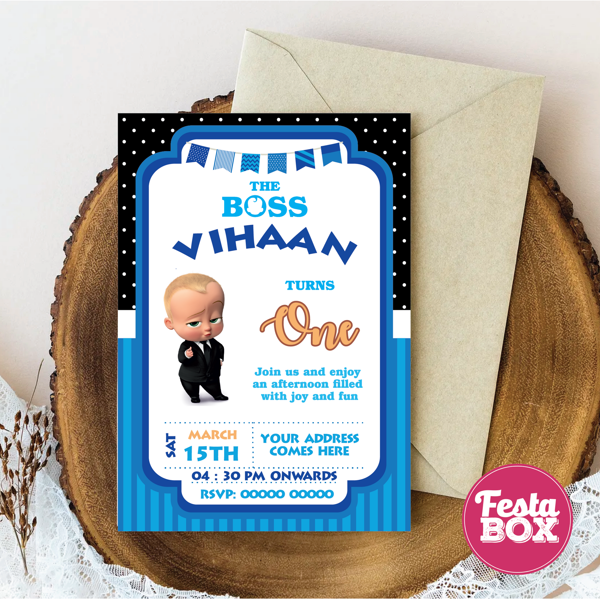 Birthday Party Invitation - Boss Baby Theme (Set of 6) - Option 1