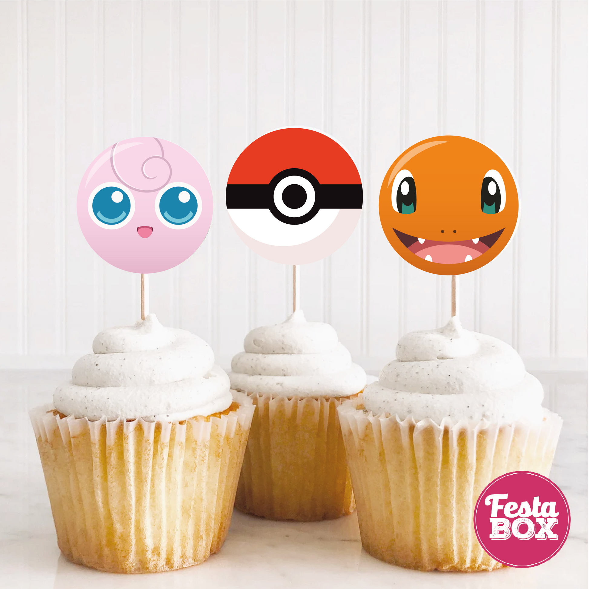 Cupcake Topper for Birthday Party - Pokemon Theme (Set of 6) - Assorted - option 2