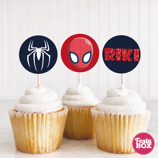 Cupcake Topper for Birthday Party - Spiderman Theme (Set of 6) - Assorted (option 1)