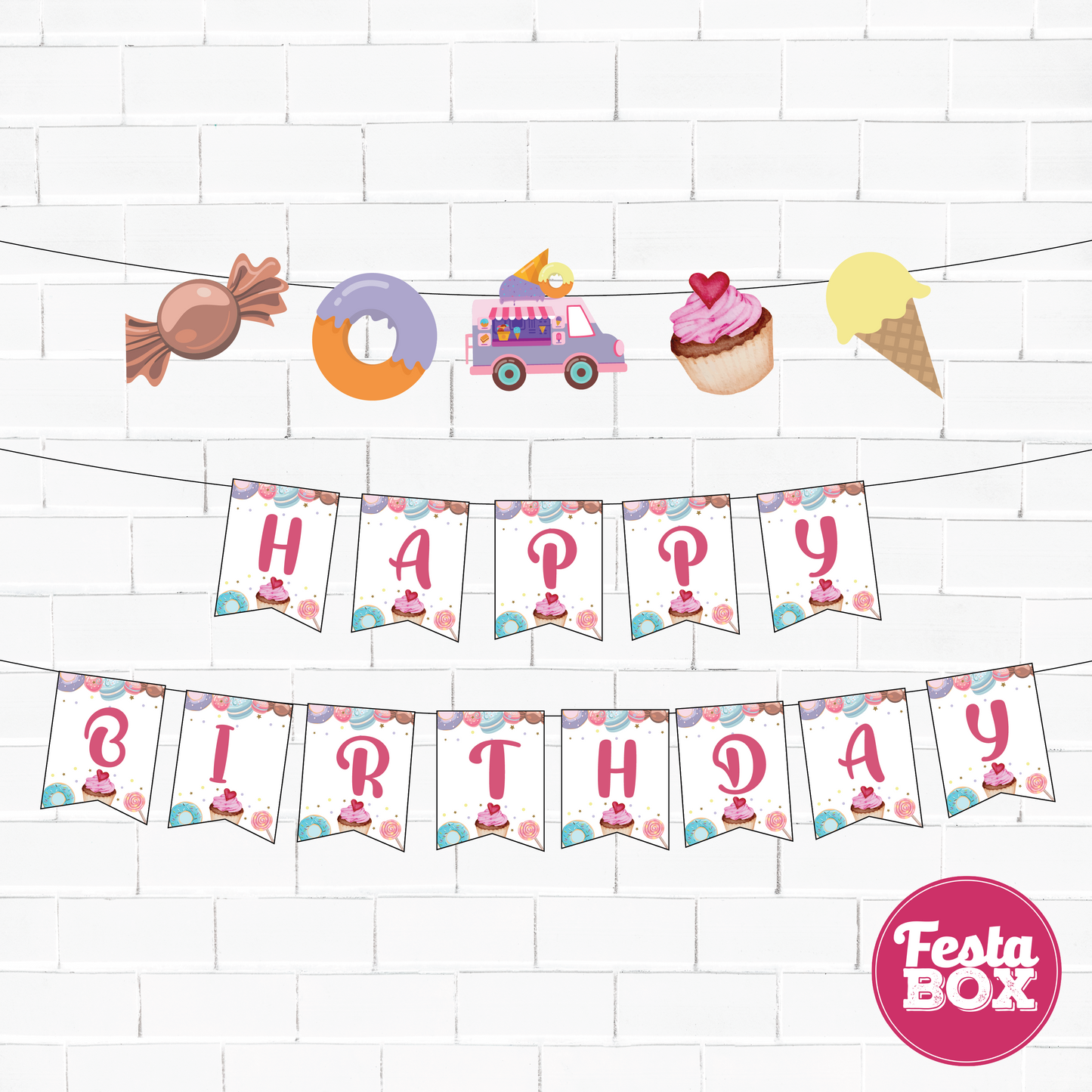 Background Banner for Birthday Party Decoration - Candyland Theme Option 2