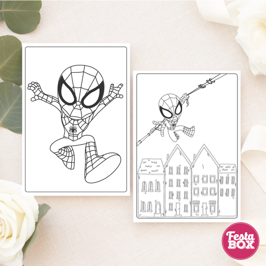 Birthday Game - Colouring Sheet (2 per set) -Spiderman Theme (Set of 6)