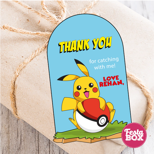 Gift Tags for Birthday Party Decoration - Pokemon Theme (Set of 6) - Option 1