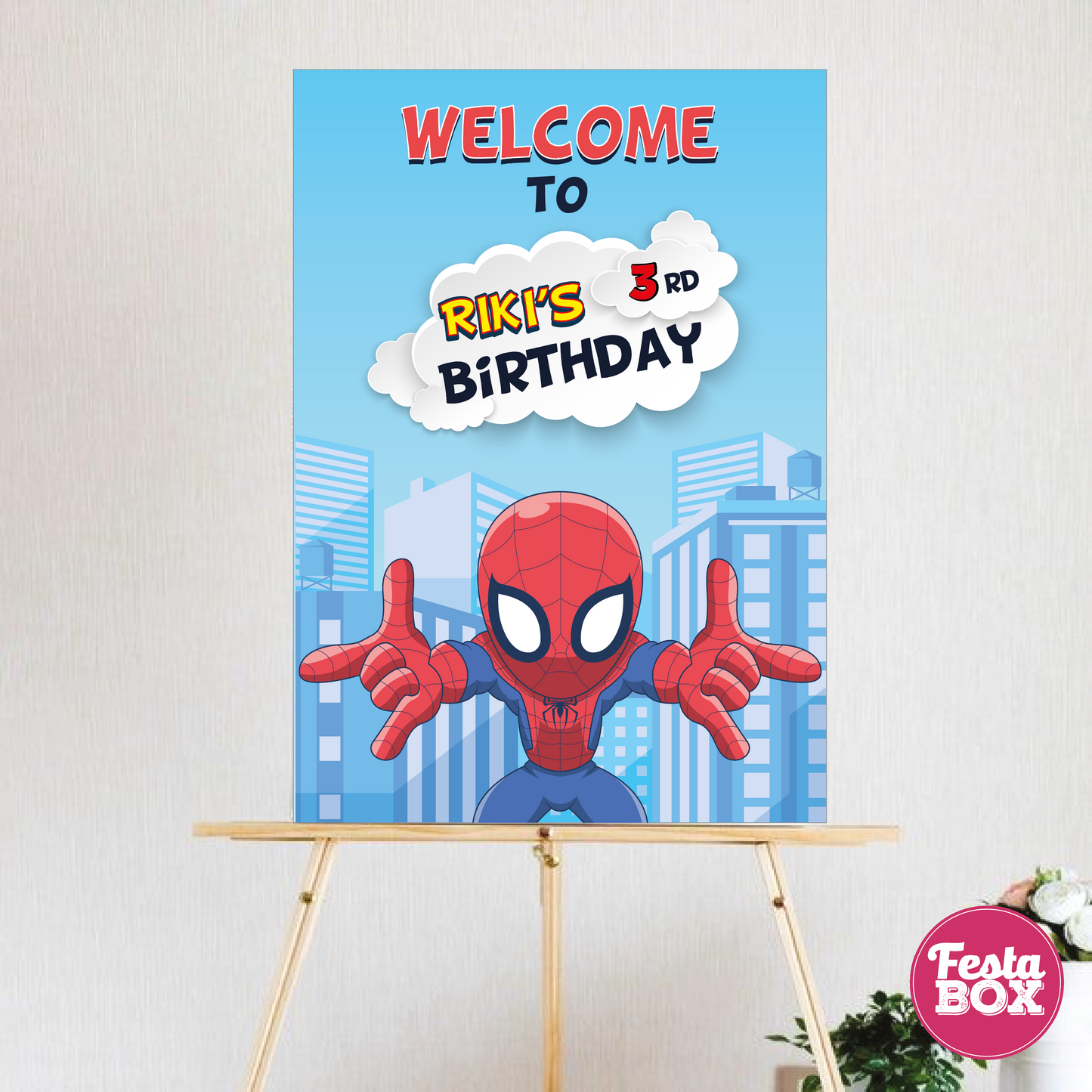 Welcome Sign for Birthday Party Decoration - Spiderman Theme