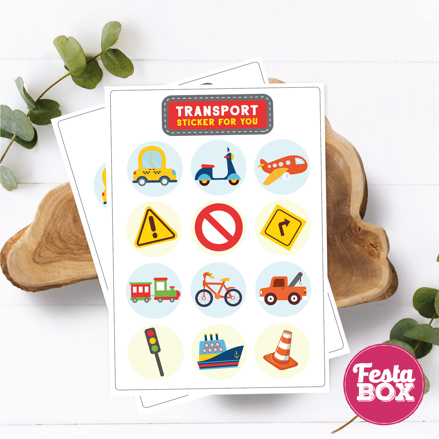 Return gifts - Sticker Sheets - Transport Theme (Set of 6)