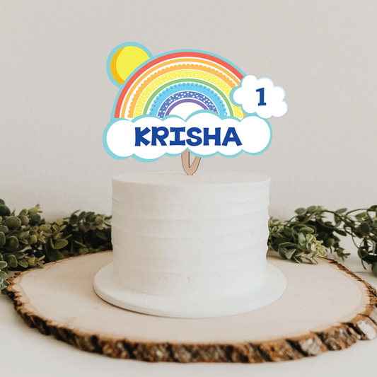 Cake Topper for Birthday Party Decoration - Rainbow Theme - Option 1