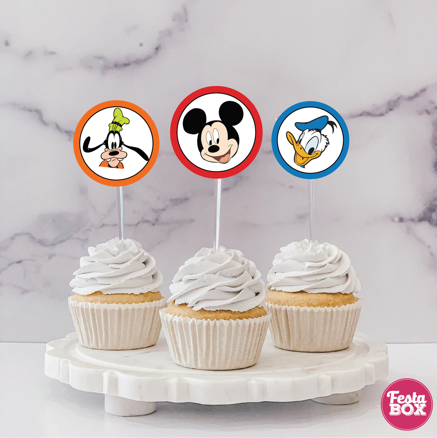 Cupcake Topper for Birthday Party - Mickey Mouse Theme (Set of 6) - Assorted