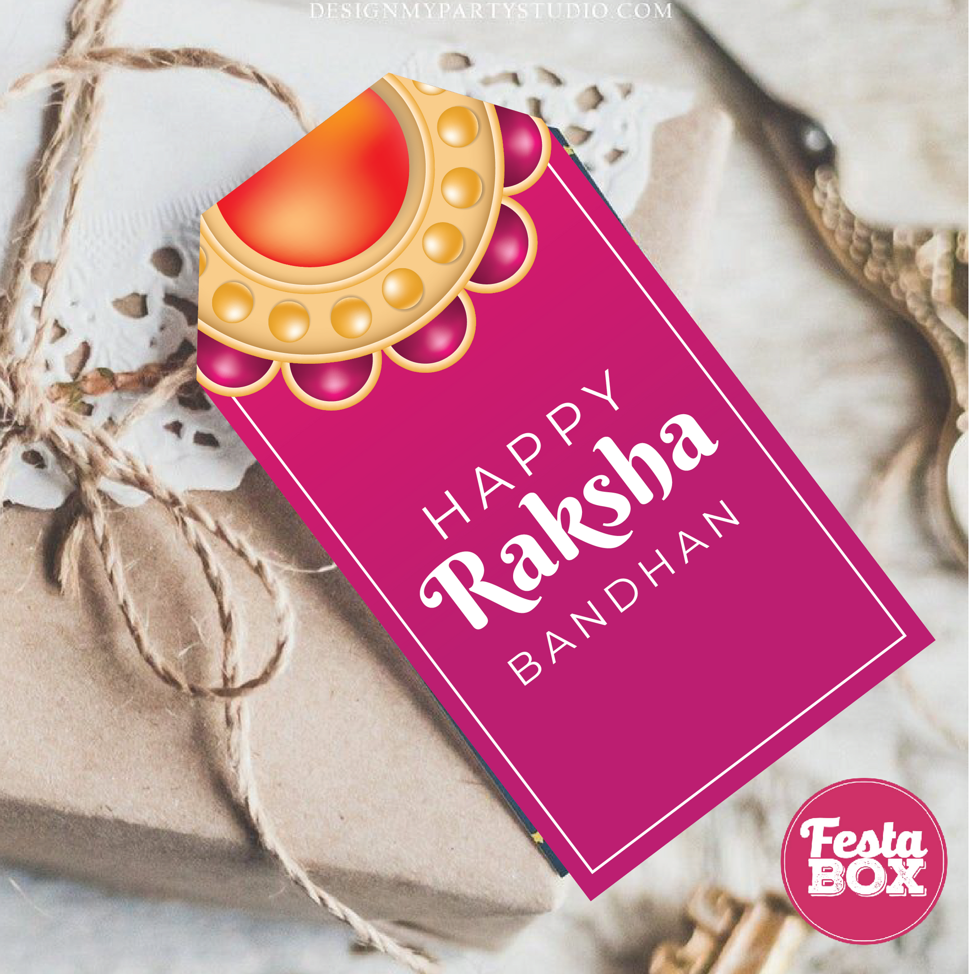 Gift Tags for Rakhi celebration - Rakhi Theme (Set of 6) - Option 2
