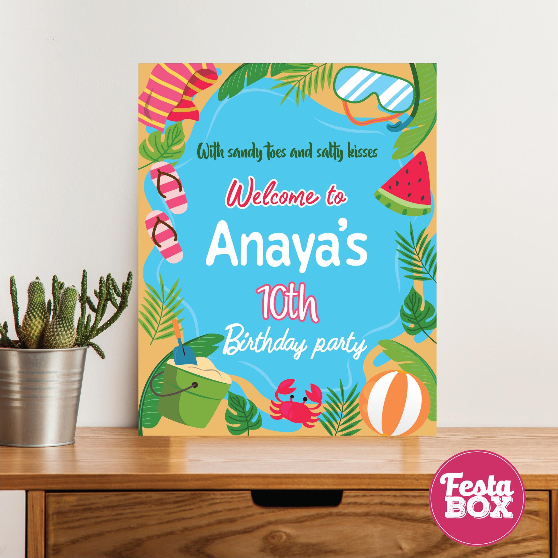 Welcome Sign for Birthday Party Decoration - Beach Theme