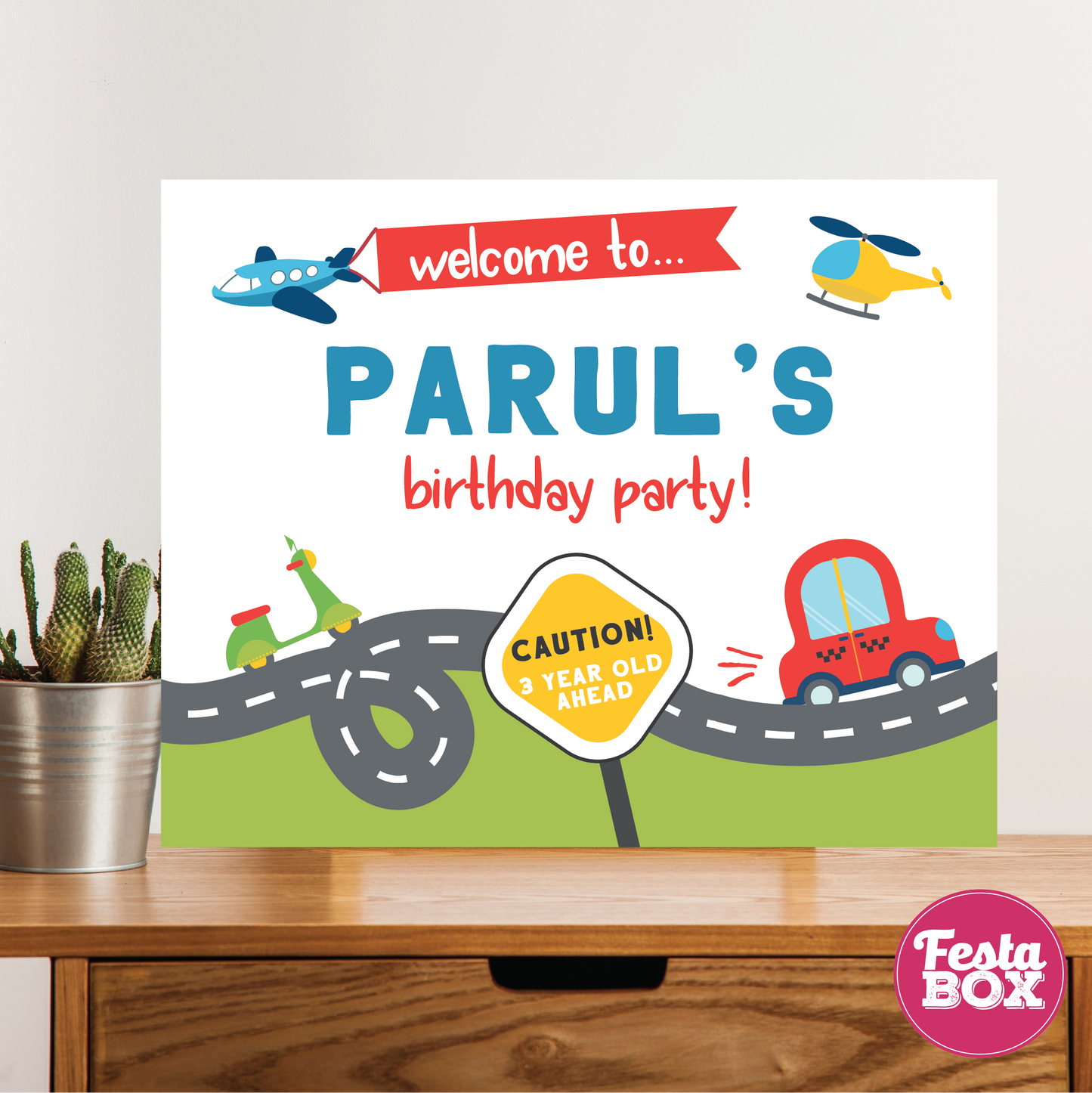 Welcome Sign for Birthday Party Decoration - Transport Theme