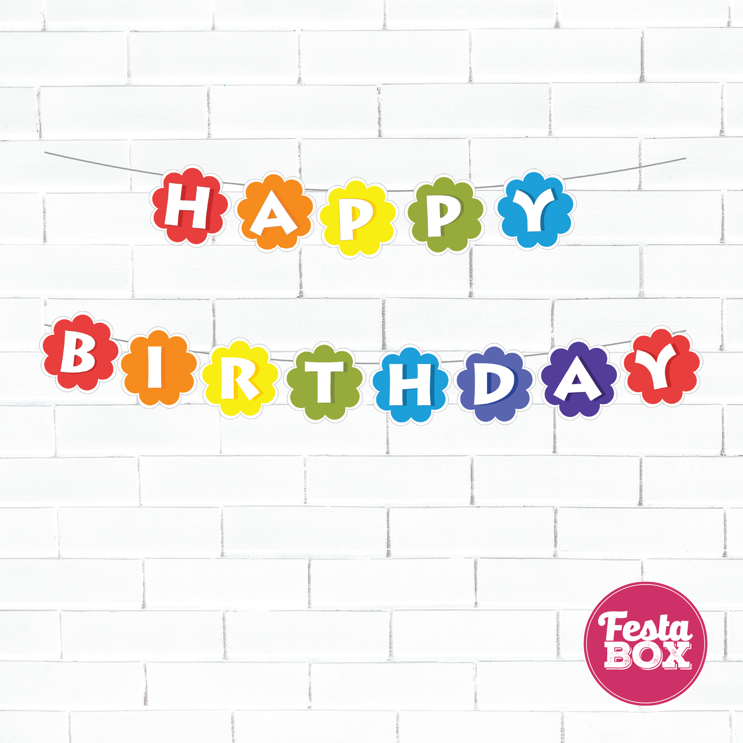 Happy birthday banner  - Rainbow Theme Option 2