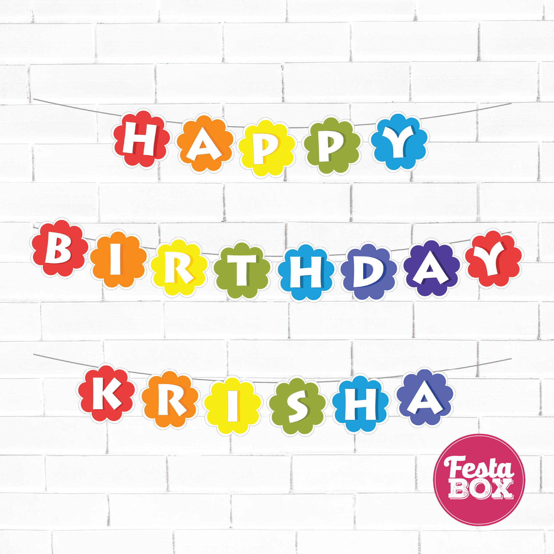 Happy birthday banner with name - Rainbow Theme Option 2
