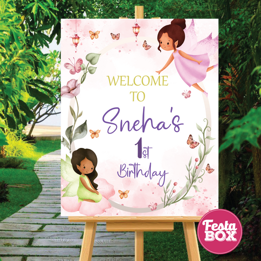 Welcome Sign for Birthday Party Decoration - Fairy Theme