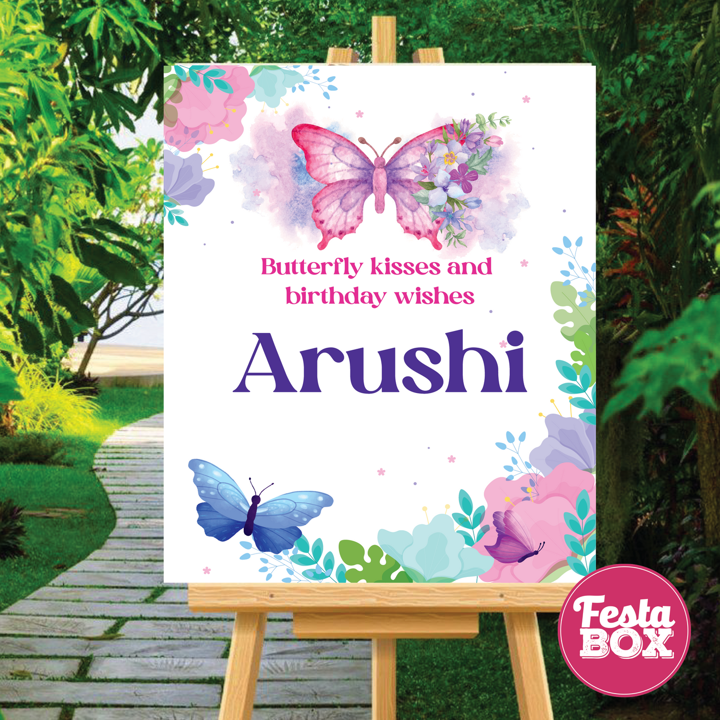 Welcome Sign for Birthday Party Decoration - Butterfly theme- Option 2