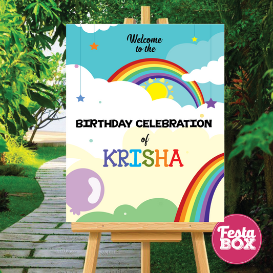 Welcome Sign for Birthday Party Decoration - Rainbow Theme - Option 1