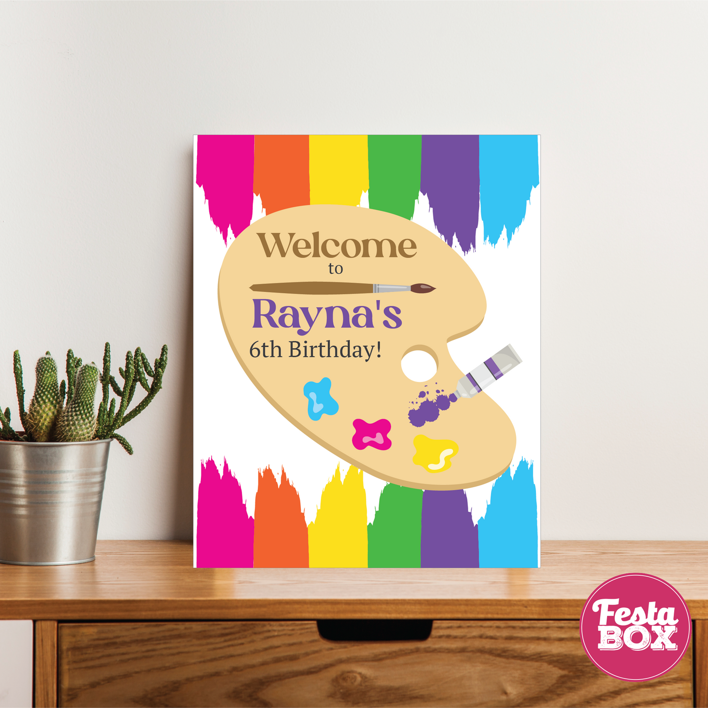 Welcome Sign for Birthday Party – Arts Theme by Festabox