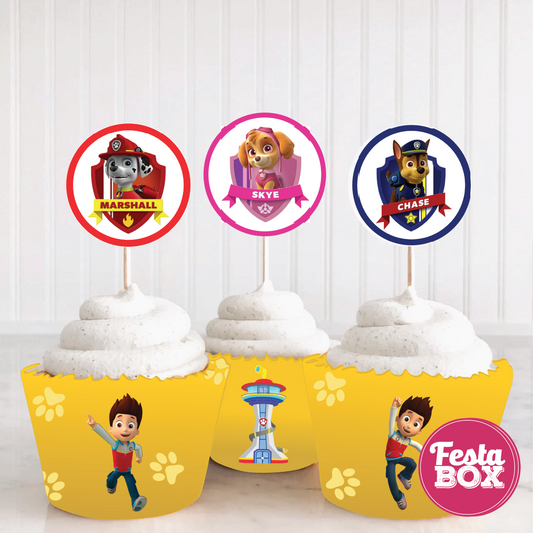 Cupcake Topper for Birthday Party - Paw Patrol Theme (Set of 6) - Assorted